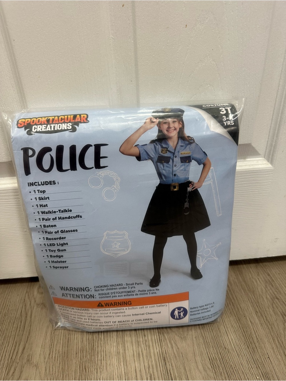 Kids Police Costume - Blue, Size 3T